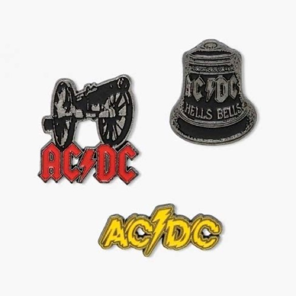 NWOT AC/DC Hells Bells Rock Music Enamel Pin Gift Set (1 Set of 3 Pins)